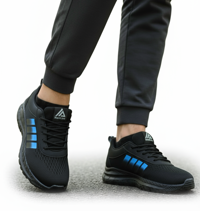 Chaussures Noir-bande-Bleu PROMOTION